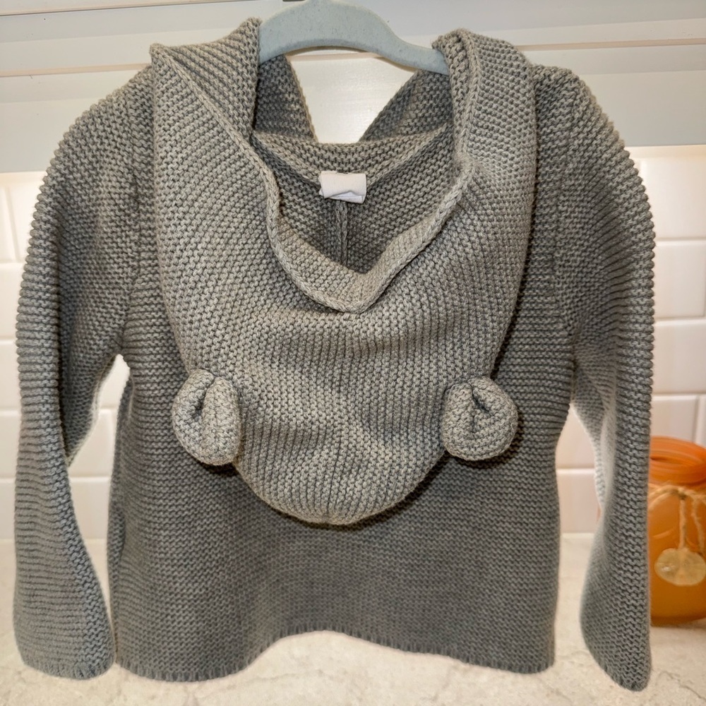 GAP Baby Teddy Bear Gray Knit Jacket - Picture 4 of 6